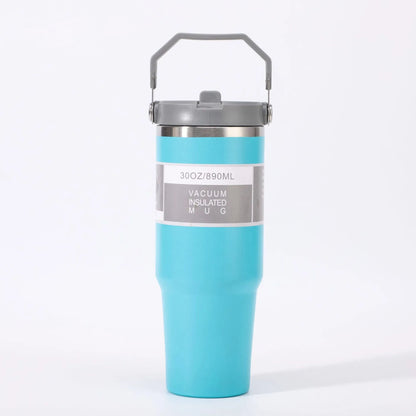 890ML Stainless Steel Thermos Cup with Straw  Keep Cold and Hot Car Coffee Cup Portable Vacuum Flask Travel Thermos Water Bottle